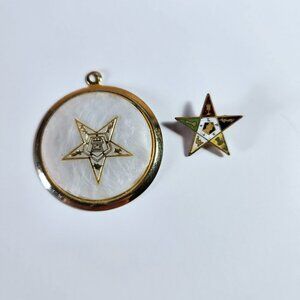 Vintage Masonic Order of the Eastern Star Pendant and Pin Freemason